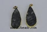 NGP3979 20*40mm - 25*50mm flat teardrop druzy agate pendants