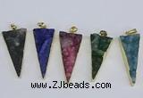 NGP3990 20*48mm - 25*50mm triangle druzy agate pendants wholesale