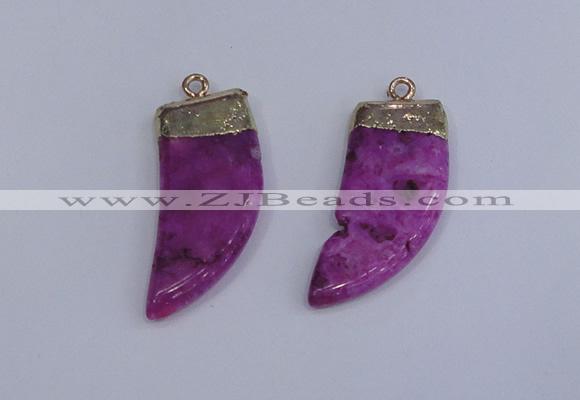 NGP4003 15*30mm - 16*35mm horn druzy quartz gemstone pendants