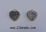 NGP4015 15*15mm heart druzy quartz gemstone pendants