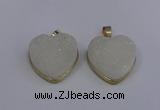 NGP4021 20*20mm heart druzy quartz gemstone pendants