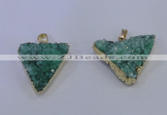 NGP4051 25*30mm – 30*35mm triangle druzy quartz pendants