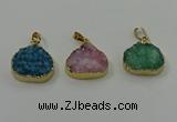 NGP4088 18*22mm - 20*24mm flat teardrop druzy quartz pendants