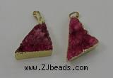 NGP4103 22*35mm - 24*40mm triangle druzy quartz pendants wholesale