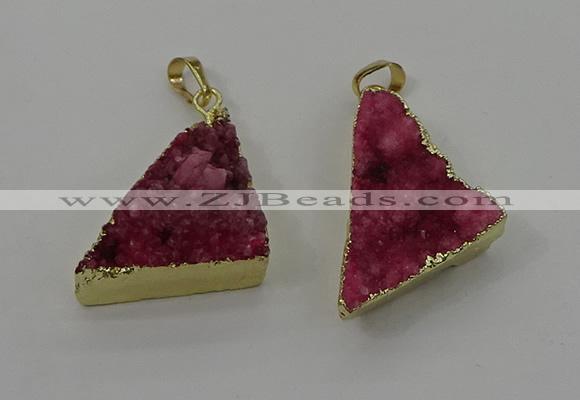NGP4103 22*35mm - 24*40mm triangle druzy quartz pendants wholesale