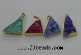 NGP4108 22*35mm - 24*40mm triangle druzy quartz pendants wholesale