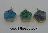 NGP4119 28*28mm - 30*30mm pentagon druzy quartz pendants wholesale