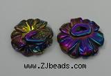 NGP4150 40*45mm - 50*55mm flower plated druzy agate pendants