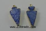 NGP4159 20*45mm - 22*48mm arrowhead druzy quartz pendants