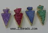 NGP4160 20*45mm - 22*48mm arrowhead druzy quartz pendants