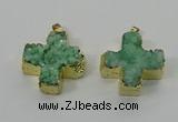 NGP4167 30*32mm cross druzy quartz pendants wholesale