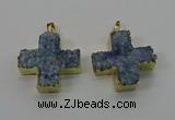 NGP4168 30*32mm cross druzy quartz pendants wholesale