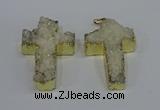 NGP4172 30*48mm - 32*50mm cross druzy quartz pendants wholesale