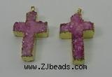 NGP4175 30*48mm - 32*50mm cross druzy quartz pendants wholesale