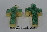 NGP4177 30*48mm - 32*50mm cross druzy quartz pendants wholesale