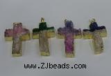 NGP4182 30*48mm - 32*50mm cross druzy quartz pendants wholesale