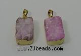 NGP4224 16*25mm - 18*25mm rectangle druzy quartz pendants wholesale