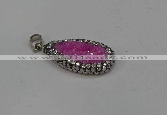 NGP4269 14*23mm flat teardrop plated quartz pendants wholesale