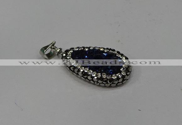 NGP4278 14*23mm flat teardrop plated quartz pendants wholesale