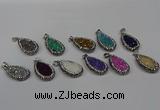 NGP4282 14*23mm flat teardrop plated quartz pendants wholesale