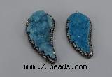 NGP4317 20*40mm - 25*50mm wing-shaped druzy quartz pendants