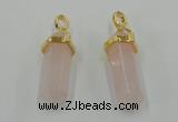 NGP5027 8*30mm sticks rose quartz gemstone pendants wholesale