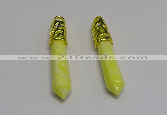 NGP5444 10*65mm sticks lemon jade gemstone pendants wholesale