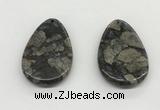 NGP5529 35*55mm flat teardrop grey opal gemstone pendants