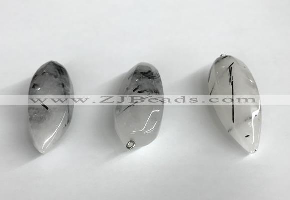 NGP5568 18*40mm - 23*58mm teardrop black rutilated quartz pendants