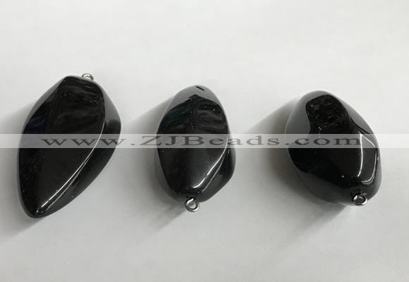 NGP5573 18*40mm - 23*58mm teardrop black agate pendants