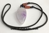 NGP5580 Lavender amethyst teardrop pendant with nylon cord necklace