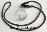 NGP5586 White crystal nugget pendant with nylon cord necklace