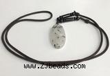 NGP5601 Black rutilated quartz oval pendant with nylon cord necklace