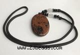 NGP5620 Mahogany obsidian oval pendant with nylon cord necklace