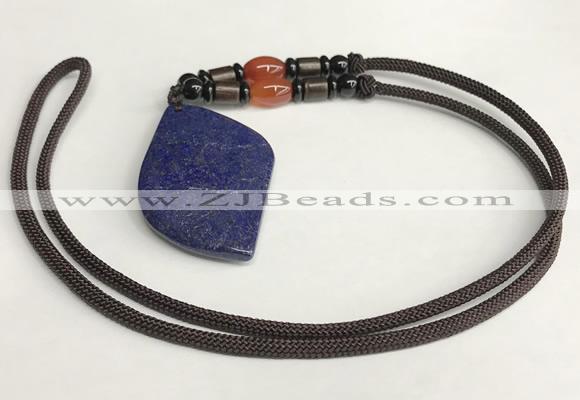 NGP5626 Lapis lazuli marquise pendant with nylon cord necklace