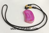 NGP5658 Agate freeform pendant with nylon cord necklace