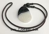 NGP5665 Agate flat teardrop pendant with nylon cord necklace