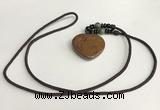 NGP5693 Agate heart pendant with nylon cord necklace