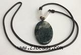 NGP5699 Agate oval pendant with nylon cord necklace