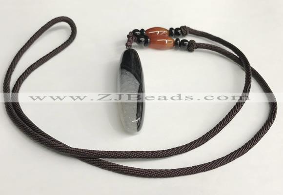 NGP5708 Agate tube pendant with nylon cord necklace