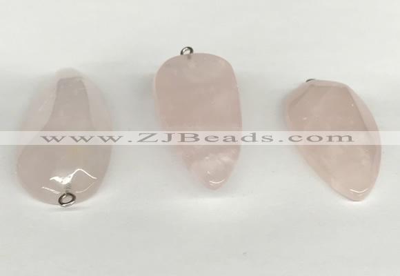 NGP5771 22*48mm - 25*55mm flat teardrop rose quartz pendants