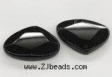 NGP5789 43*53mm faceted flat teardrop black agate pendants