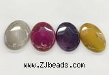 NGP5820 32*50mm faceted oval agate gemstone pendants wholesale