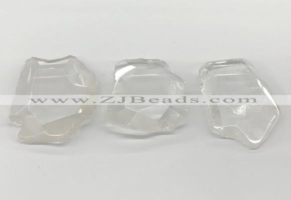 NGP5841 35*55mm - 45*65mm faceted freeform white crystal pendants