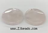 NGP5844 50mm flat round rose quartz pendants wholesale