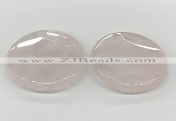 NGP5844 50mm flat round rose quartz pendants wholesale