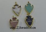 NGP6005 22*30mm - 25*35mm arrowhead mixed gemstone pendants