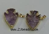 NGP6011 25*30mm - 30*35mm arrowhead amethyst pendants