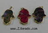 NGP6034 22*40mm - 25*45mm hamsahand sea sediment jasper pendants