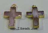 NGP6036 30*40mm - 35*45mm cross rose quartz pendants